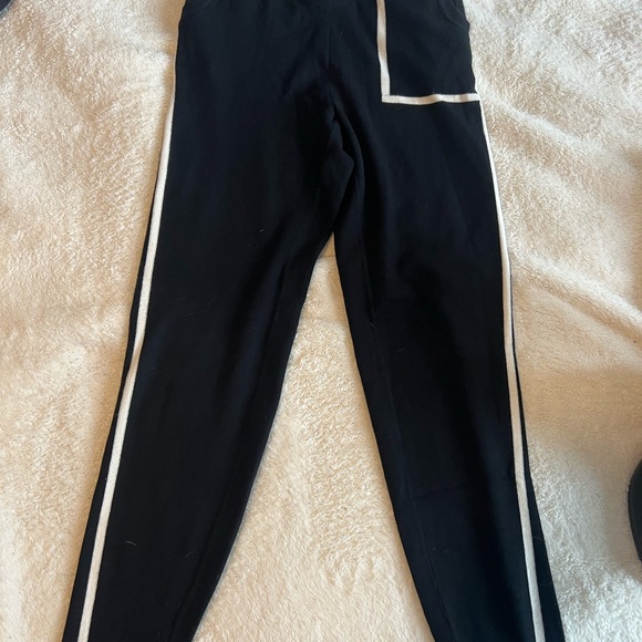 Alison Sheri Black Knit Joggers with White Stripe Detail - Picture 2 of 2